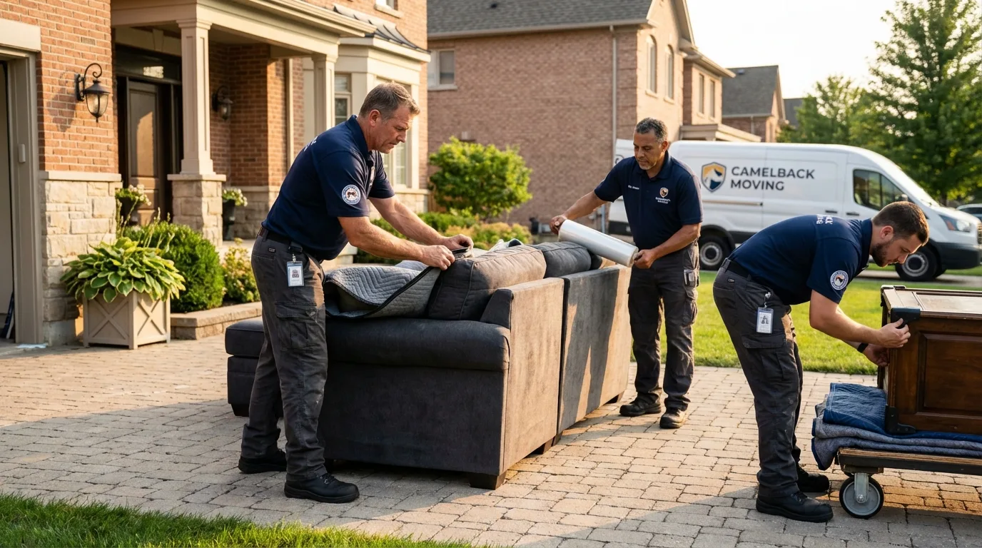 Large estate moving crew wrapping furniture in Franklin Park, IL